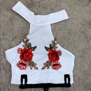 white rose halter top